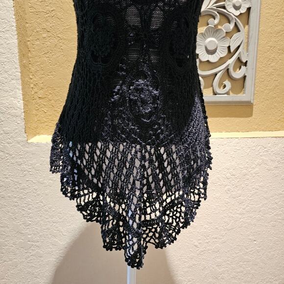 Sacred Trends Y2K Crochet Top S Black Grunge Goth Witchy Romantic Cottagecore - Picture 5 of 10